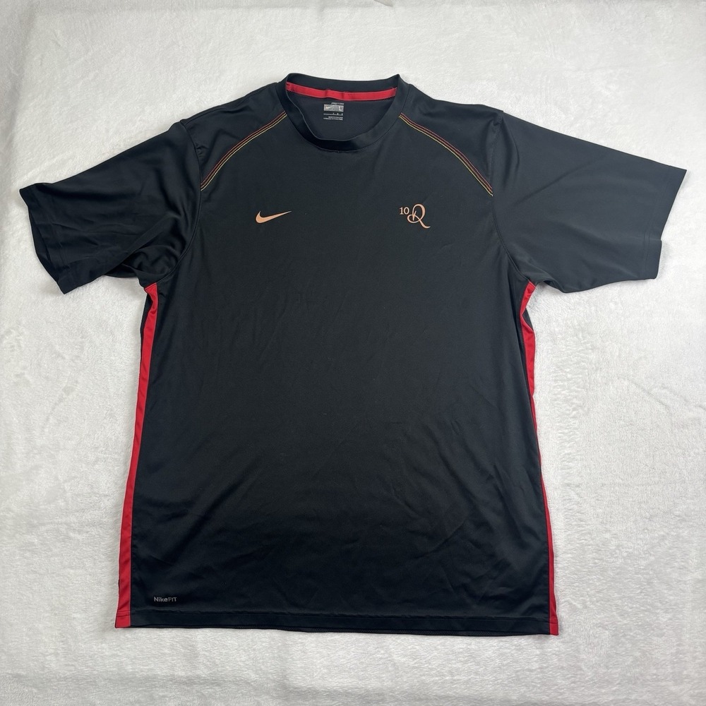 VTG NikeFit Dry Ronaldinho R10 Black Soccer Short Sleeve Jersey Men's LG